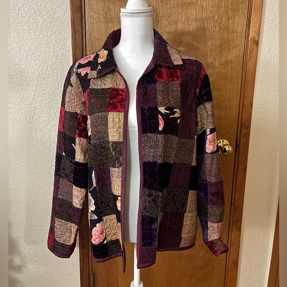 Vintage Elegant Patchwork Velvety, Floral, Embroidered Women's Blazer/Jacket